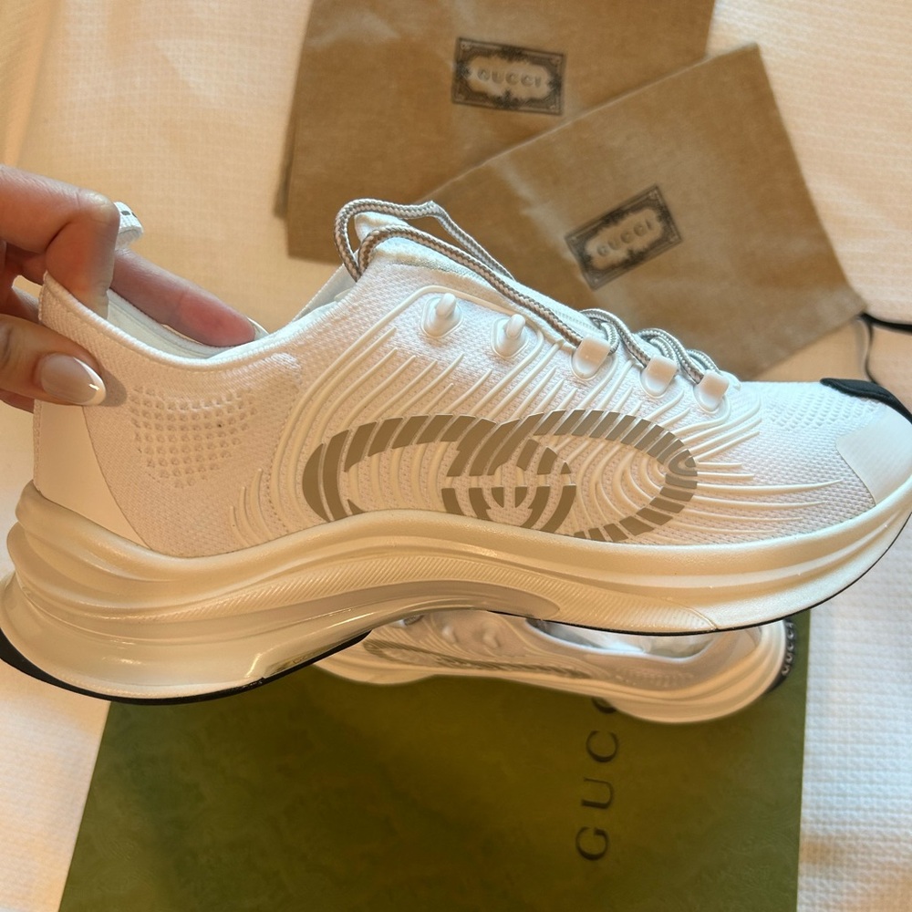 Gucci White and Silver Men's Athletic Shoes - Picture 2 of 4